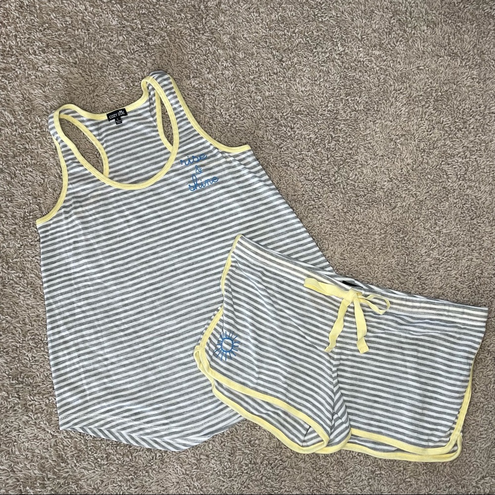 Cozy Zoe Rise and Shine Stripe Racerback Short PJ Lounge Set Size Large